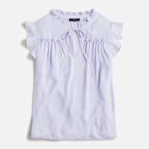 J. Crew Ruffle Tie-Neck Top - Ivory